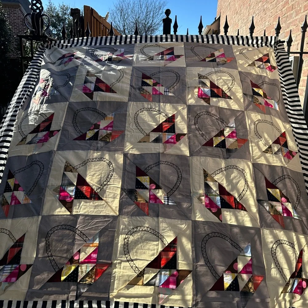 Queen Size Handmade Gray Quilt Top 86”x86”